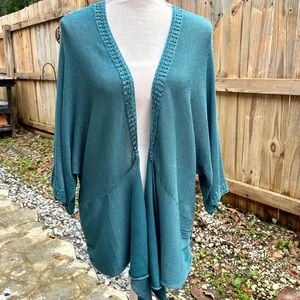 Coldwater Creek Teal Cardigan with 3/4L Sleeves; Size Medium